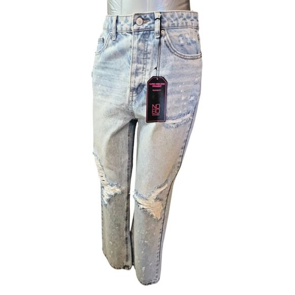 No Boundaries Jeans Women 7 High Rise Distressed Straight SHR 90s (W28 L27) - Picture 1 of 16
